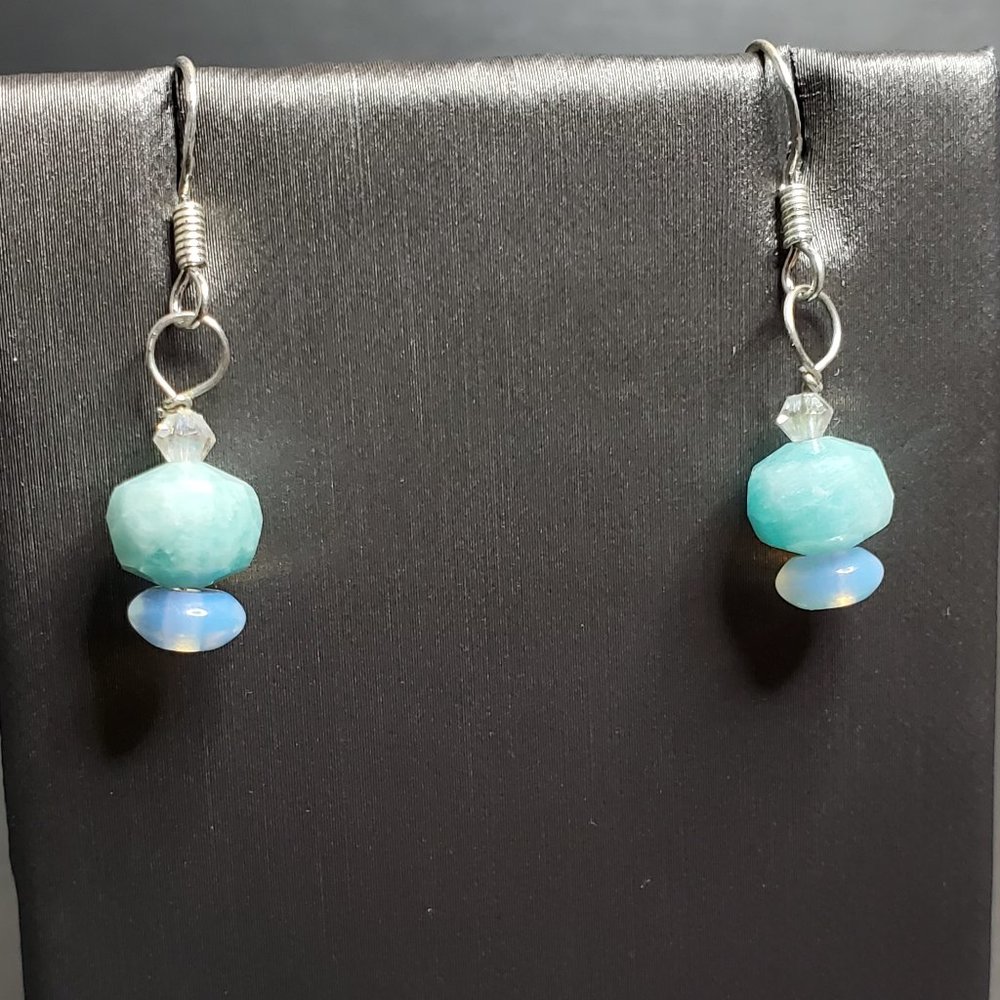 Handcrafted Genuine Apatite, Moonstone, Swarovski crystal & .925 Sterling Silver